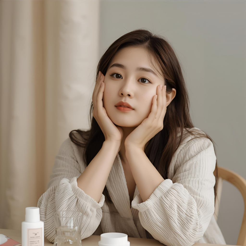 korean girl with sensitive skin care routine