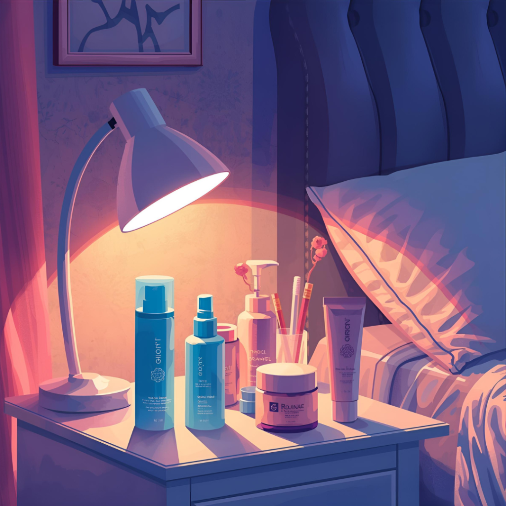 Night skincare routine for dry sensitive skin with Korean products